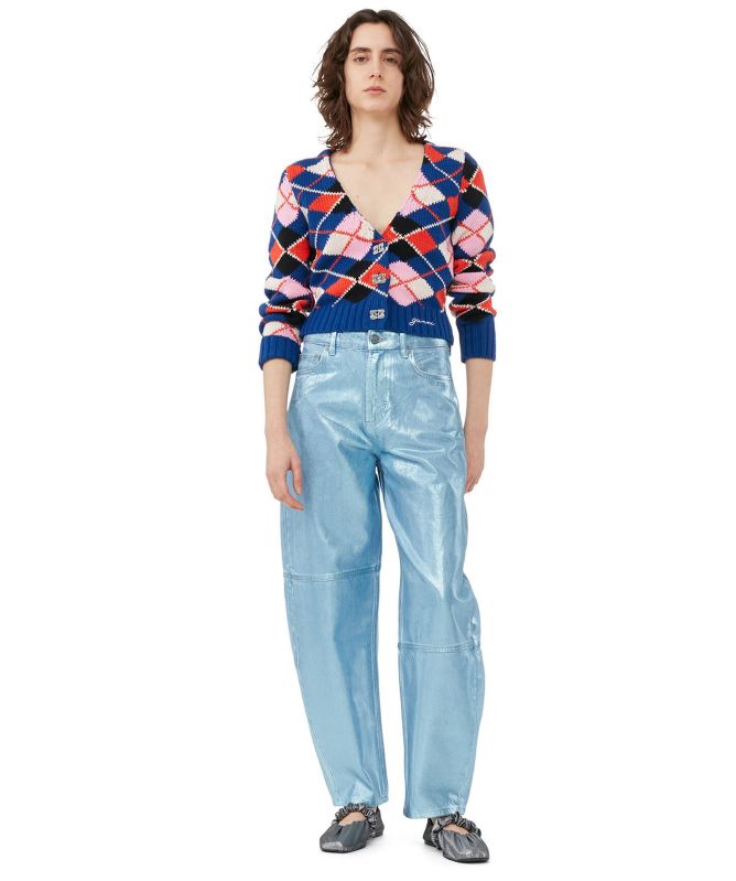 GANNI Organic Cotton Argyle Cardigan