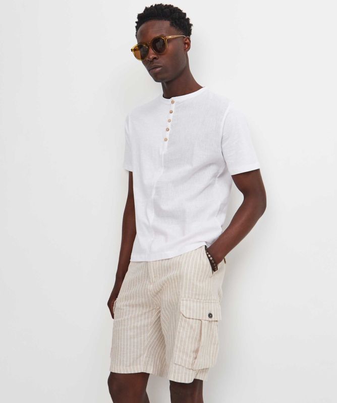 Seinse Cotton Linen Henley T-Shirt