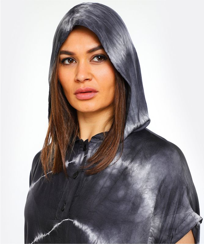 NU London Silk Hooded Tie Dye Dress
