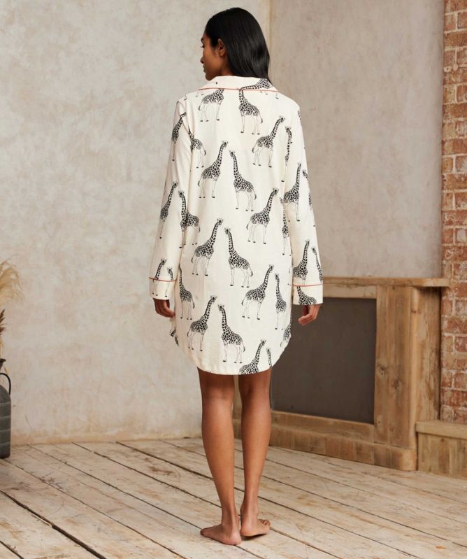 Chelsea Peers Organic Cotton Giraffe Print Nightshirt