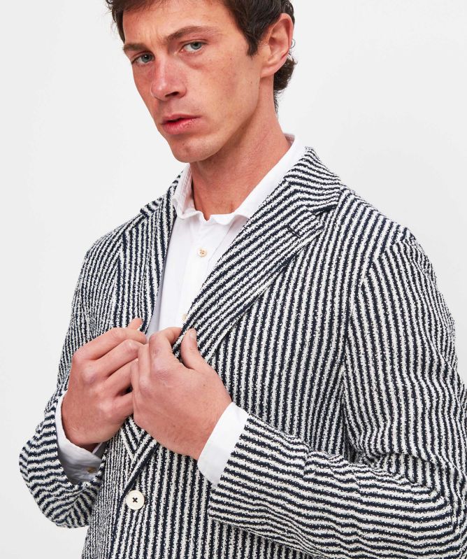 Circolo 1901 Slim Fit Textured Striped Blazer