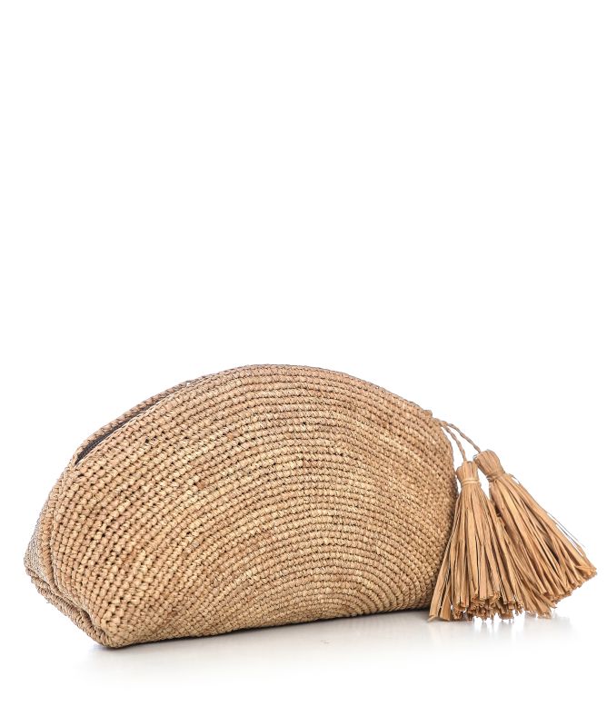 Rabarany Raffia Half Moon Bag