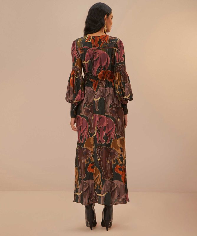 FARM Rio Elephants Green Maxi Dress