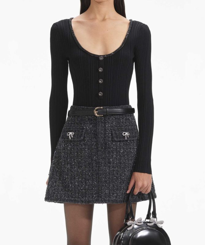 Self-Portrait Embellished Knit Top