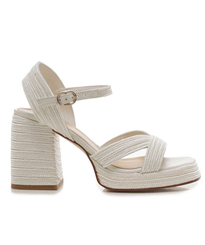 サンダル・ミュール Castaner Beige Lace-Up Espadrille Sandals in Cotton Woman Castañer Beige Lace-up Espadrille Sandals In Cotton Woman