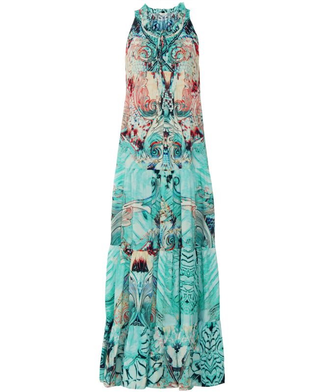 Inoa Gold Coast Silk Frill Maxi Dress