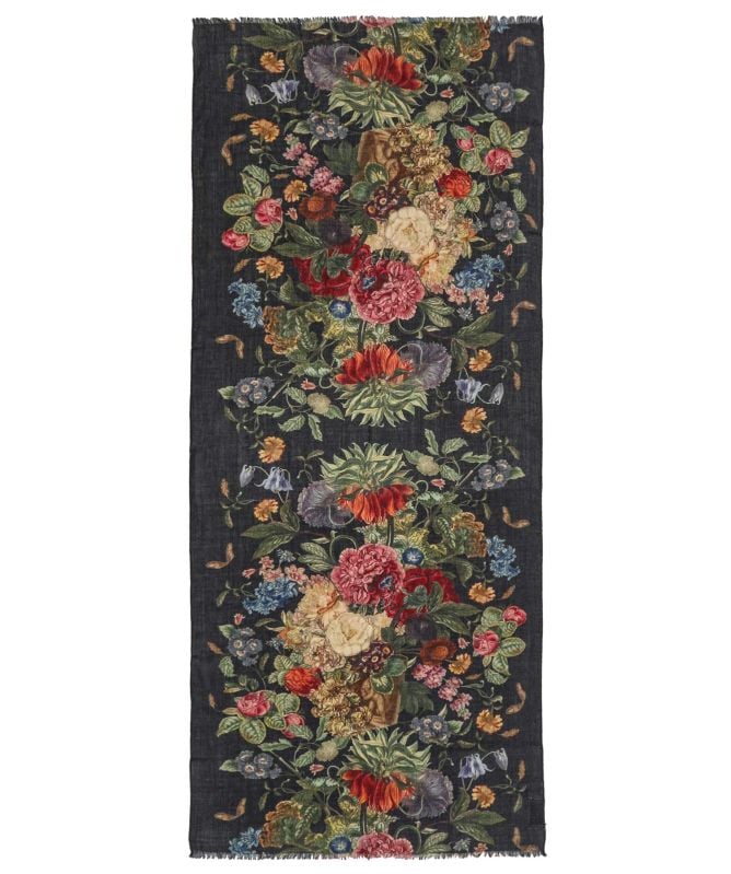 One Hundred Stars Primula Black Wool Scarf