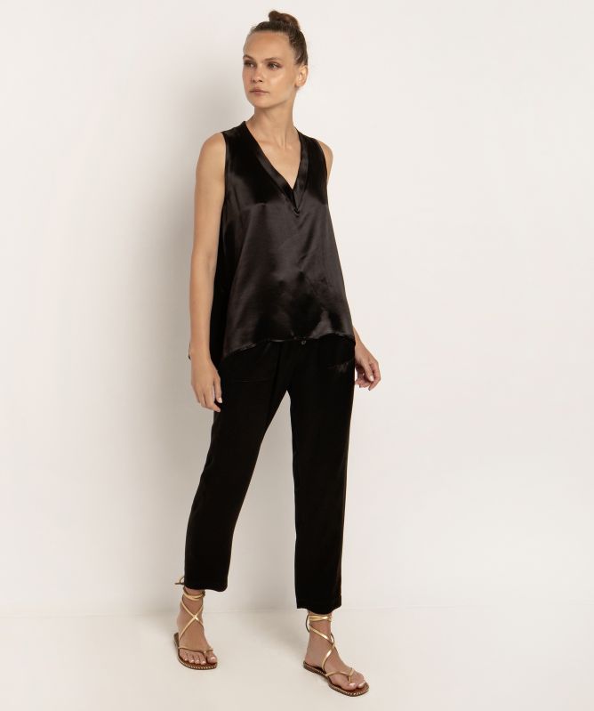 Greek Archaic Kori V-Neck Satin Vest