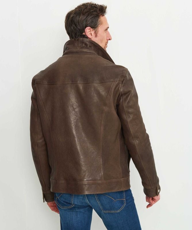 J. Blades Lined Leather Zip Jacket