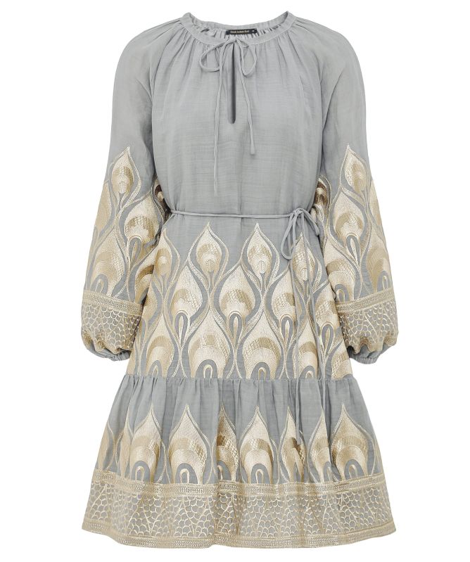 Greek Archaic Kori Phoenix Embroidered Mini Dress