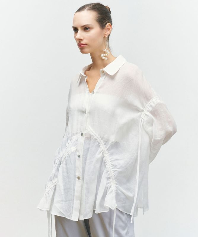 Bize Ruched Gauze Shirt