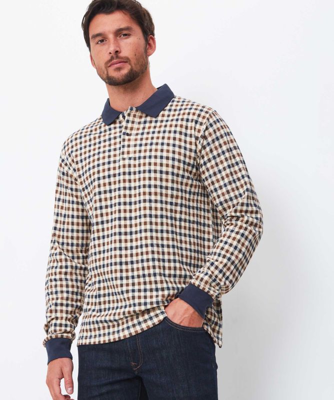 Aquascutum Long Sleeve Club Check Polo