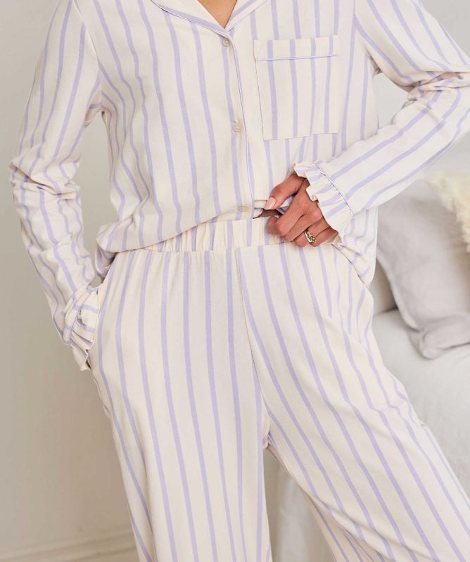 Chelsea Peers Cotton Stripe Long Pajamas