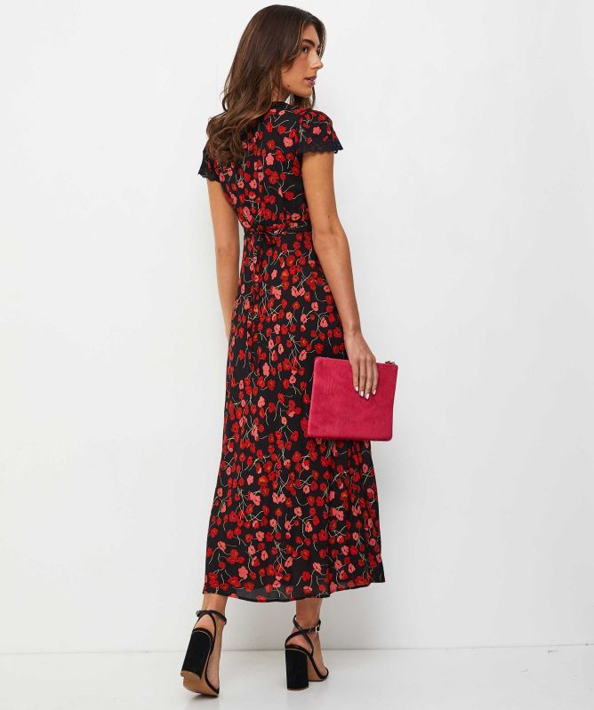 RIXO Floral Print Clarice Midi Dress