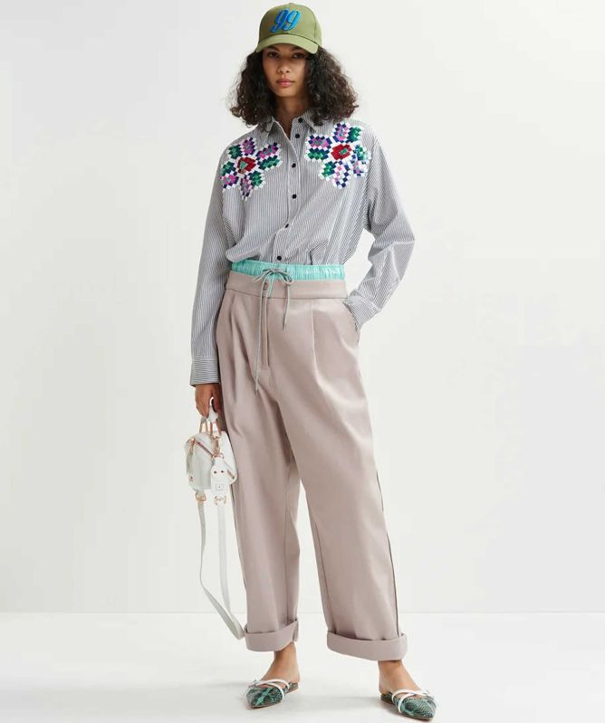 Essentiel Antwerp Hapricorn Embroidered Pinstripe Shirt