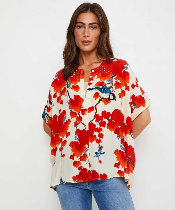 One Hundred Stars Acer Red Tea Blouse