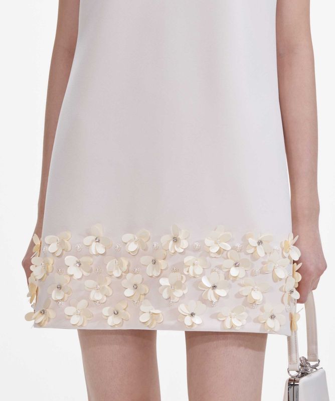 Self-Portrait Crepe 3D Sequin Mini Dress