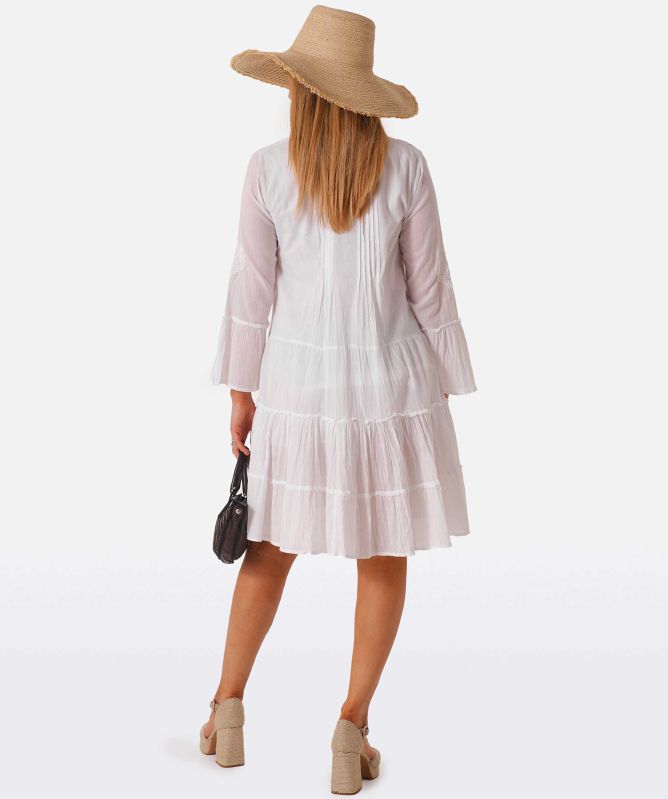 Handprint Dream Apparel Lobster Embroidered Cotton Mini Dress