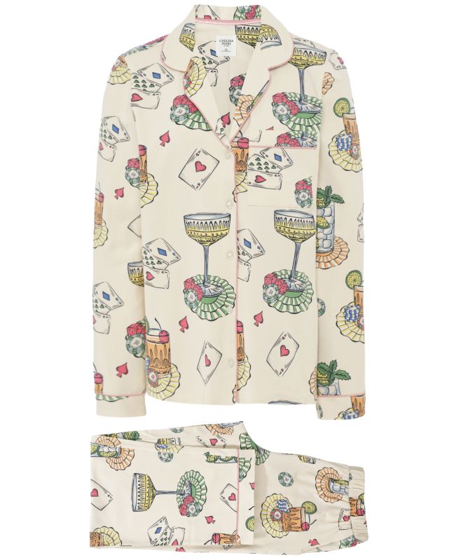 Chelsea Peers Cocktails & Cards Print Long Pajama Set