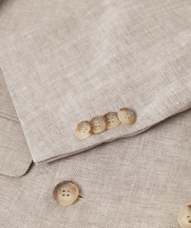 Sand Linen Herringbone Star Blazer