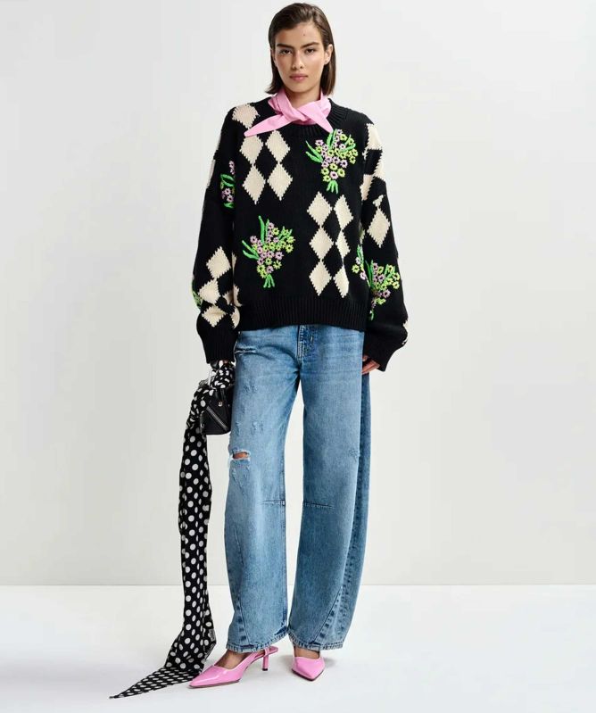 Essentiel Antwerp Jactori Oversized Jacquard Knit Sweater