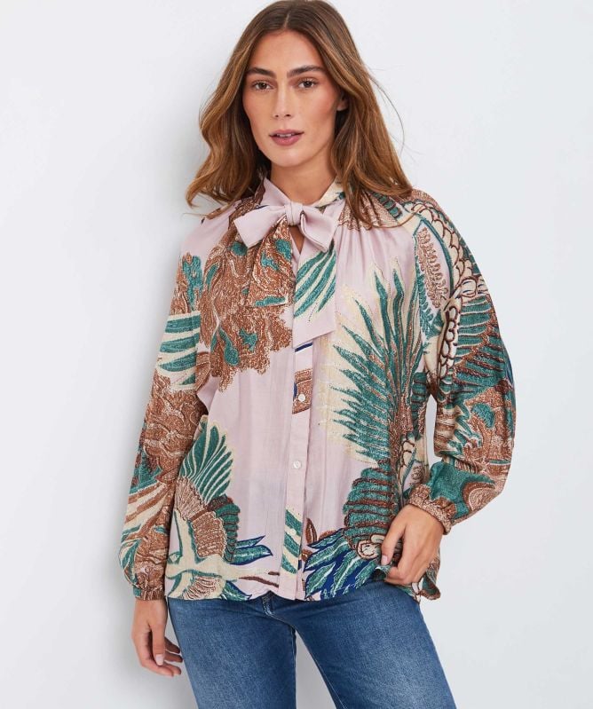 One Hundred Stars Crane Pussy Bow Blouse