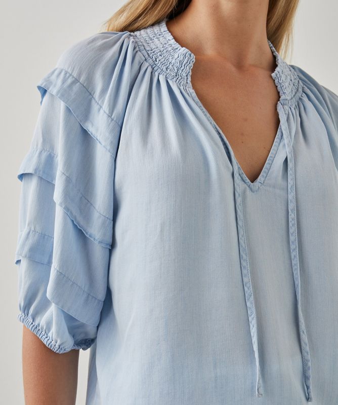 Rails Paris Pleated Sleeves Blouse