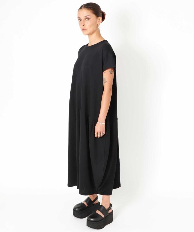 Sort Aarhus Drape Jersey Midi Dress