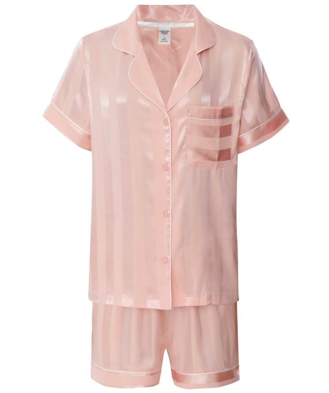 Chelsea Peers Satin Jacquard Stripe Short Pyjamas