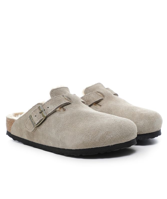 Birkenstock Boston Shearling Suede Leather Clogs