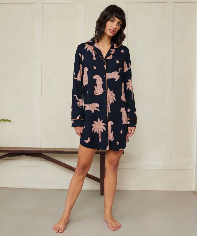 Chelsea Peers Midnight Leopard Nightshirt