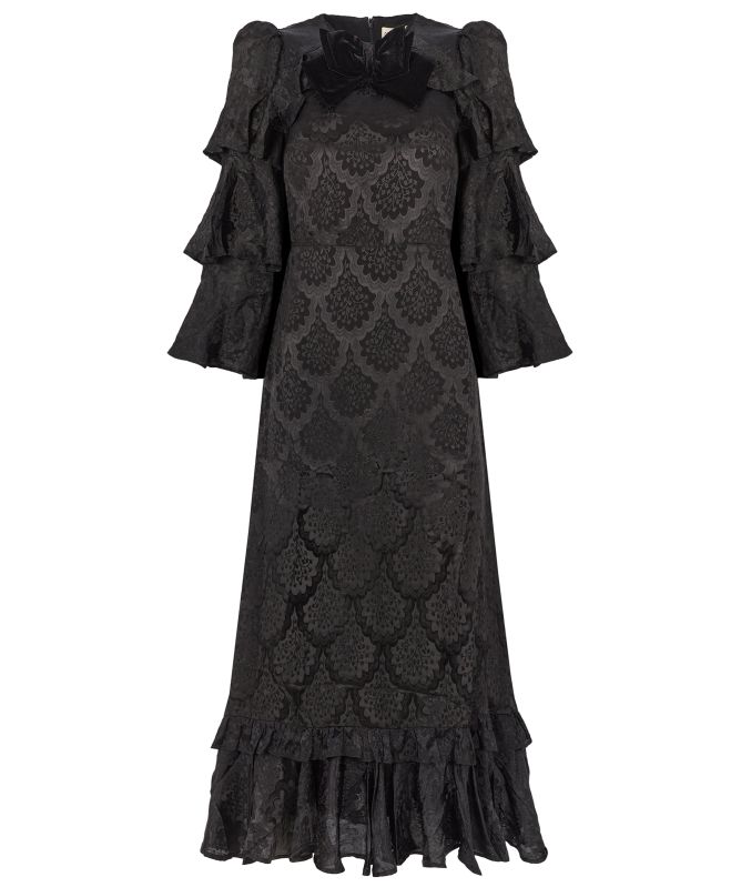 Queens of Archive Anjelica Jacquard Crepe Maxi Dress