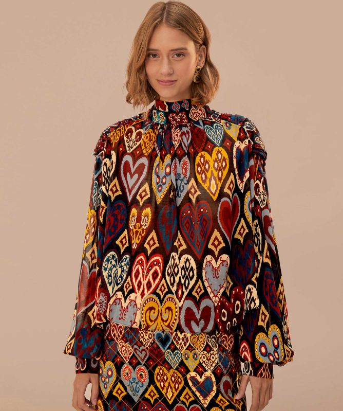 FARM Rio Hearts Ikat Blouse