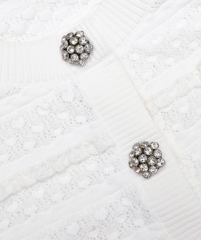 Self-Portrait Pointelle Diamante Cardigan