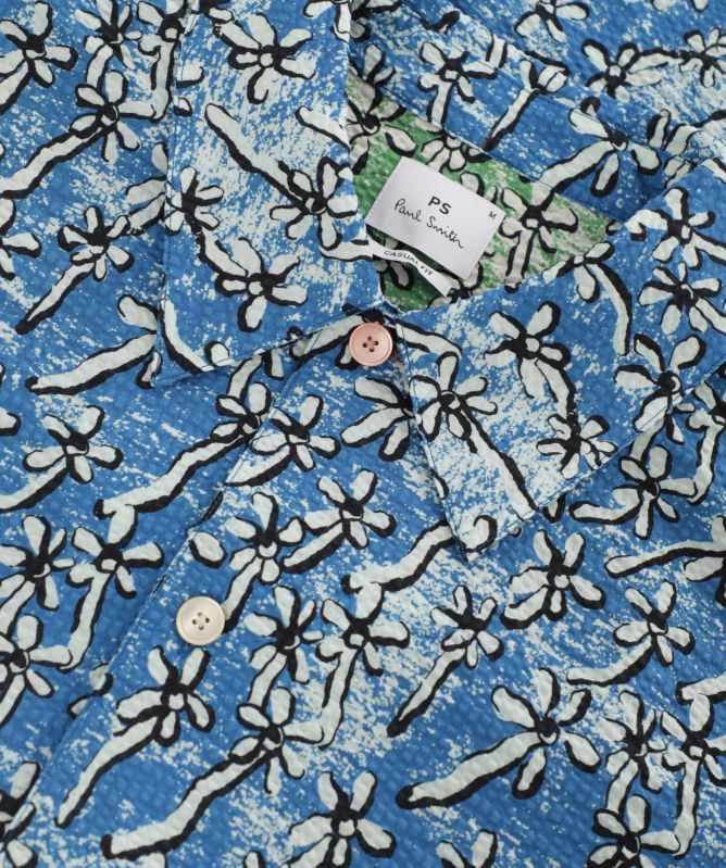 Paul Smith Field Floral Cotton Seersucker Shirt