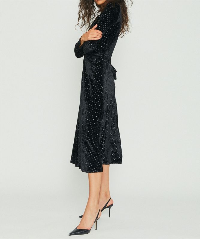 ROTATE Velvet Lily Midi Dress