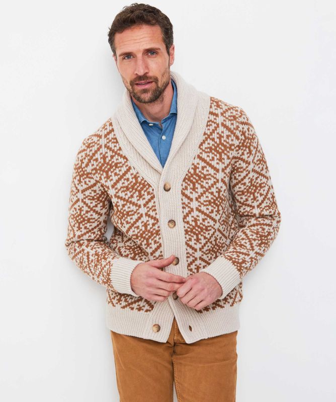 Gran Sasso Wool Jacquard Shawl Cardigan