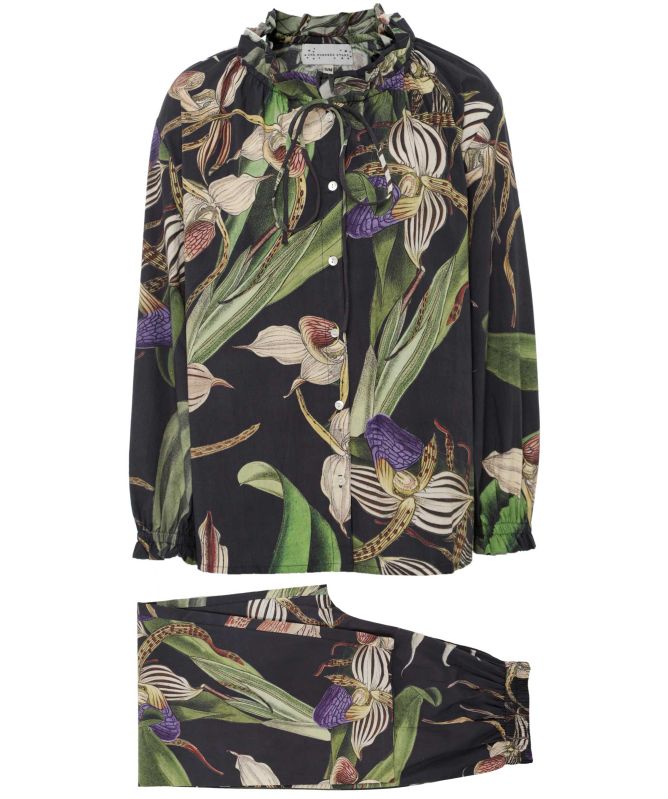 One Hundred Stars Orchid Black Poplin Pyjama Set
