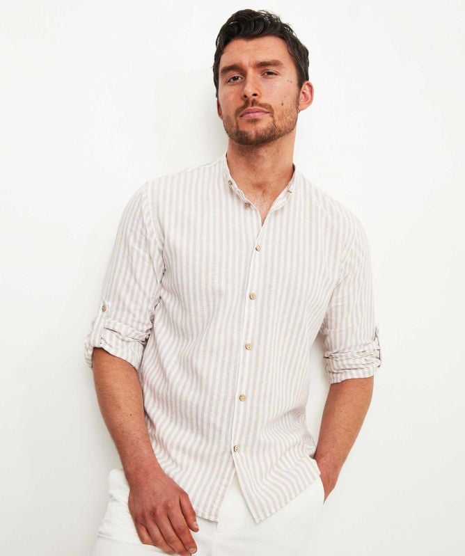 Seinse Linen Cotton Striped Shirt