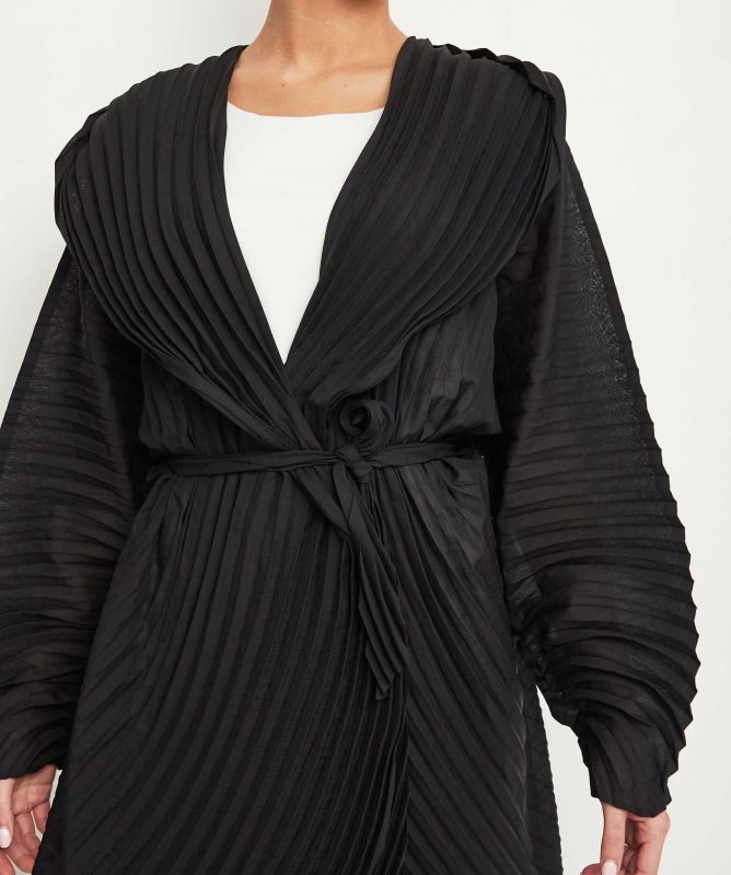 Thanny Long Hooded Pleated Coat