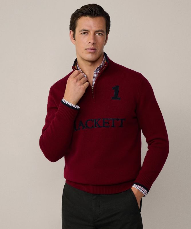 Hackett Merino Heritage Half-Zip Jumper