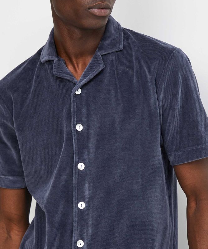 unfeigned Button-Down Velour Polo Shirt