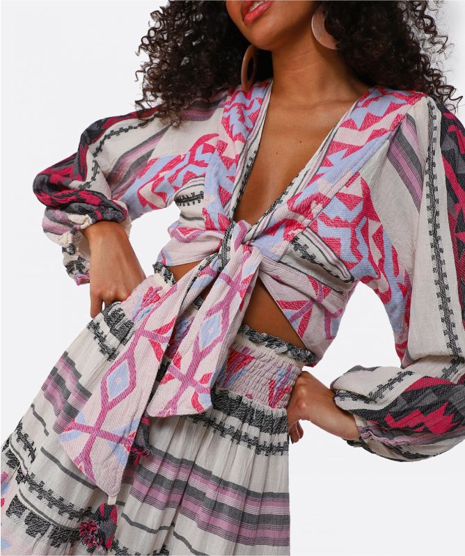 Pearl and Caviar Zakar Cropped Blouse