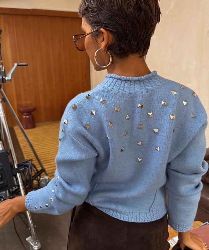 Never Fully Dressed Studded Knit Cardigan