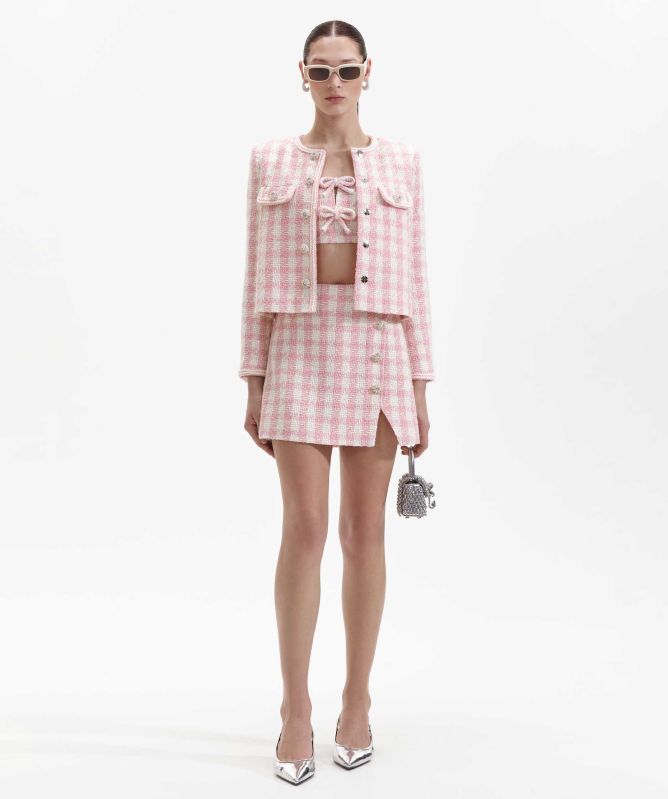 Self-Portrait Check Bouclé Jacket