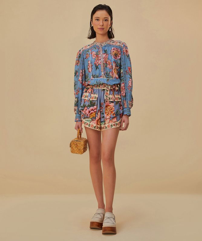 FARM Rio Wonderful Bouquet Linen Shorts