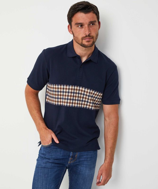 Aquascutum Club Check Panel Polo Shirt