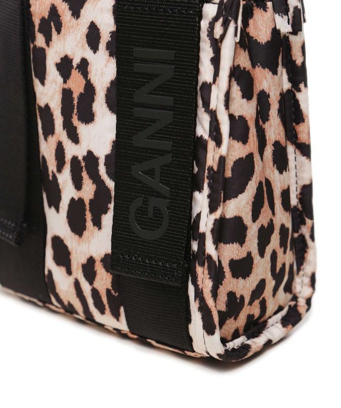 GANNI Mini Leopard Tech Tote Bag