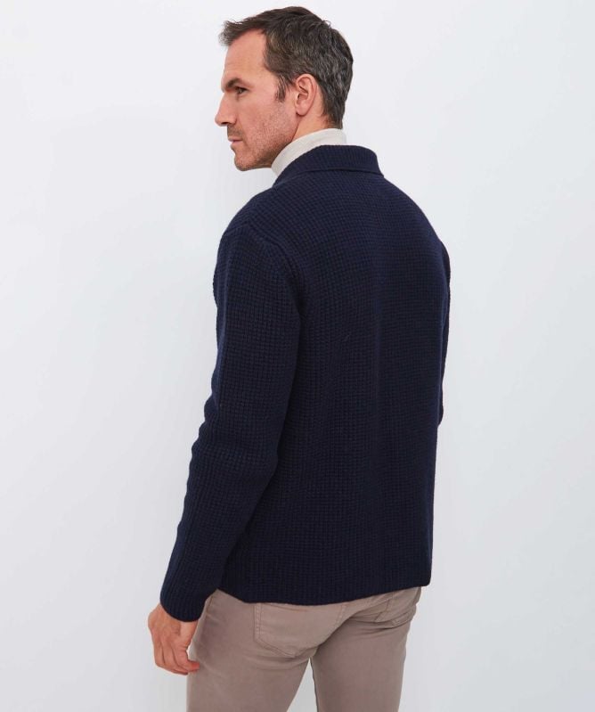 Wool and Co Waffle Knit Button Cardigan