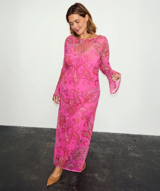 Never Fully Dressed Paisley Mesh Maxi Dress